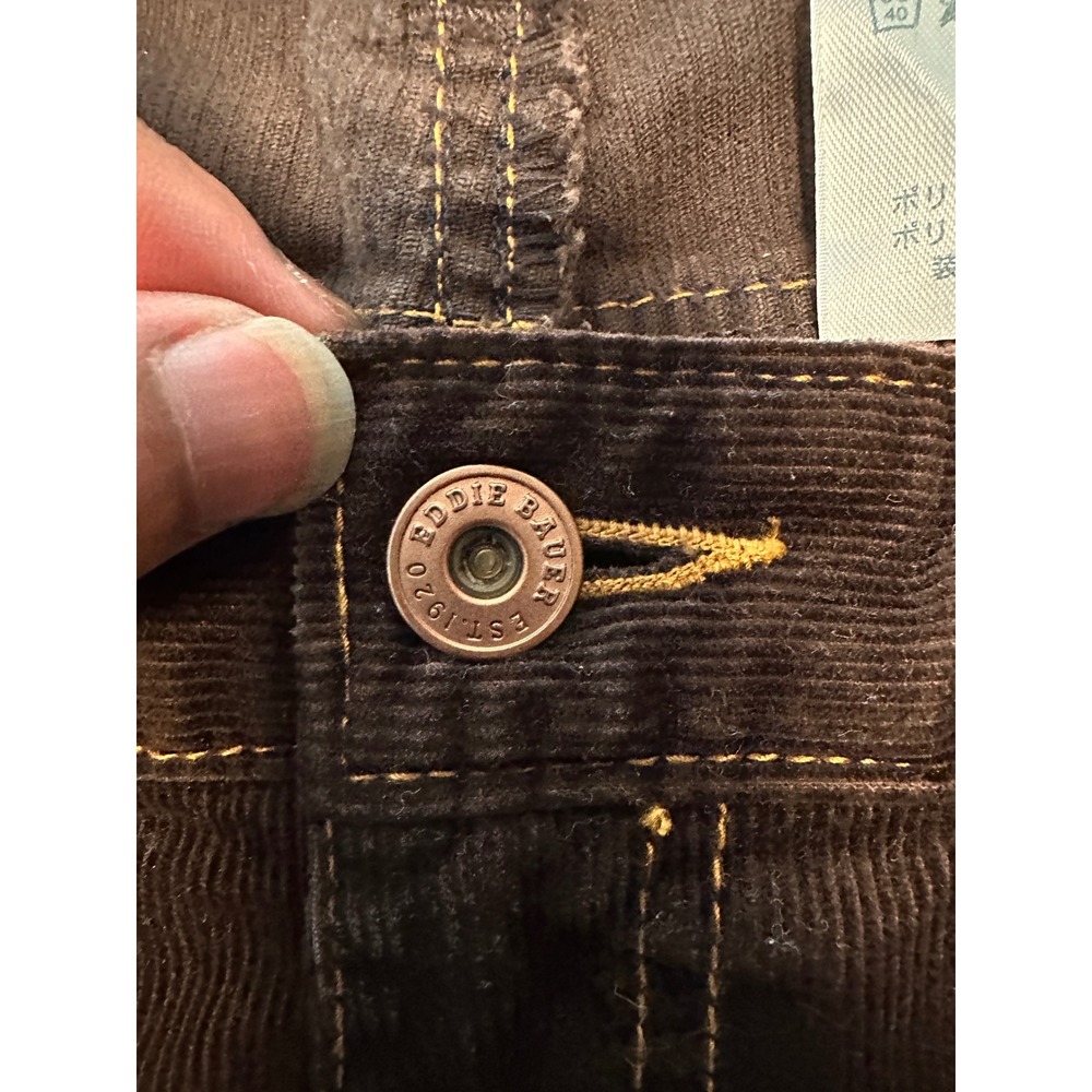 Eddie Bauer Classic Cut Corduroy Pants Womens 10 Brown Y2K Straight Leg Trousers - Picture 14 of 15